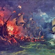 Picture Of Francis Drake Defeat Of The Spanish Armada